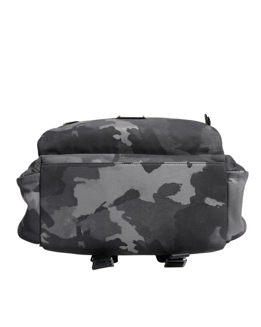 Dolce & Gabbana Gray Cotton Camouflage Logo Plaque Backpack Bag for men