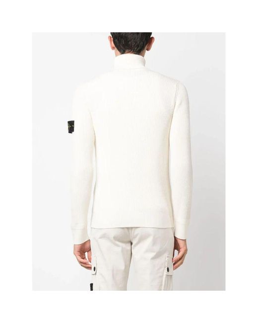 Stone Island White Wool Sweater for men