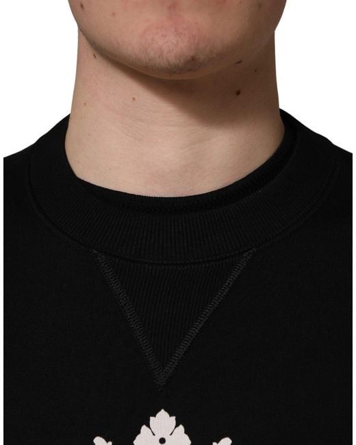 Dolce & Gabbana Black Embellished Cotton Sweatshirt Sweater for men