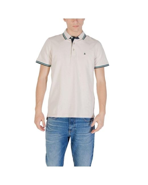 Jack & Jones Blue Beige Cotton Polo Shirt for men