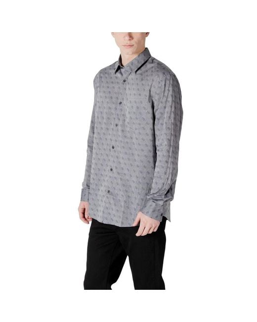 Guess Gray Cotton Dress Shirt for men