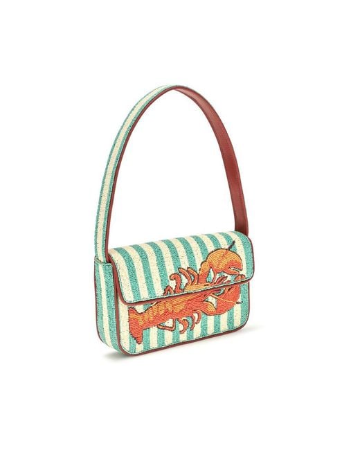 Staud Blue Multicolor Rayon Shoulder Bag