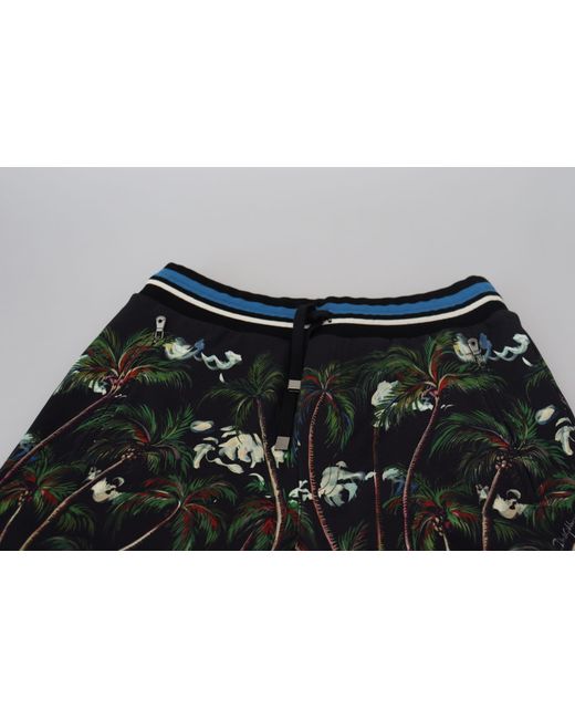 Dolce & Gabbana Black Cotton Volcano Print Casual Shorts for men