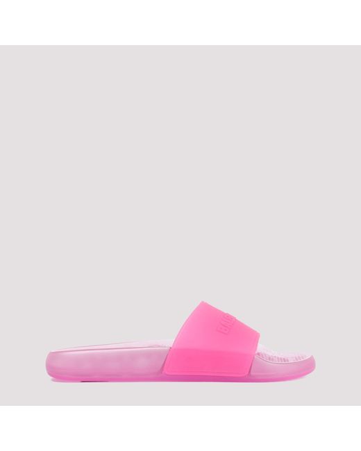 Balenciaga Pink Rubber Pool Transparent Slides Slippers