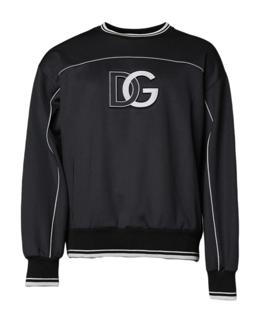 Dolce & Gabbana Black Dg Crest Embroidered Pullover for men