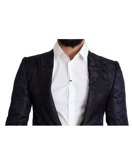Dolce & Gabbana Blue Elegant Silk Blend Martini Blazer for men