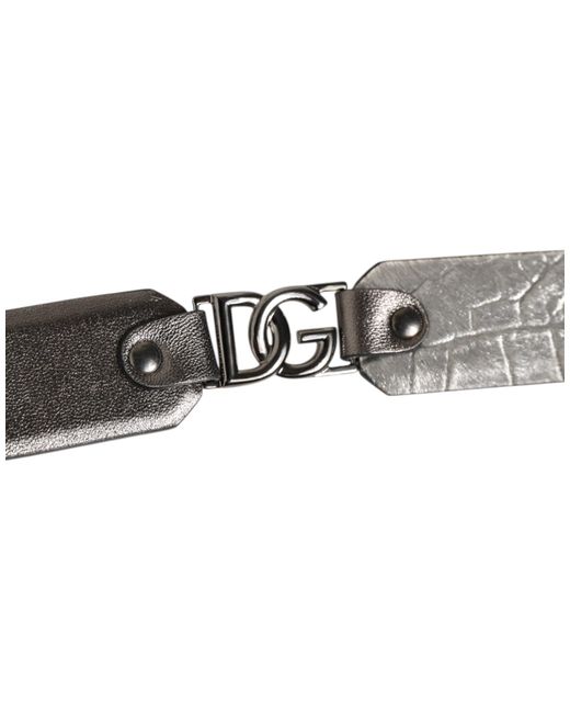 Dolce & Gabbana Black Pebbled Texture Leather Buckle Belt for men
