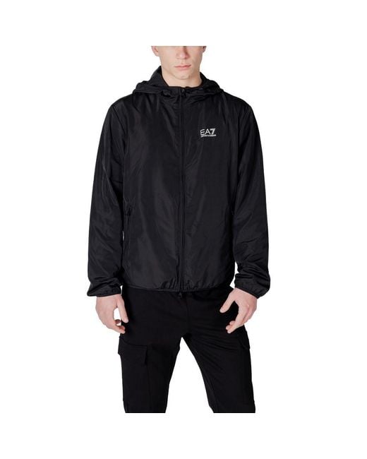 EA7 Black Polyester Jacket for men