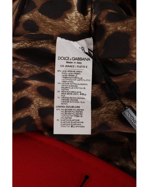 Dolce & Gabbana Red Elegant Leopard Trench Coat
