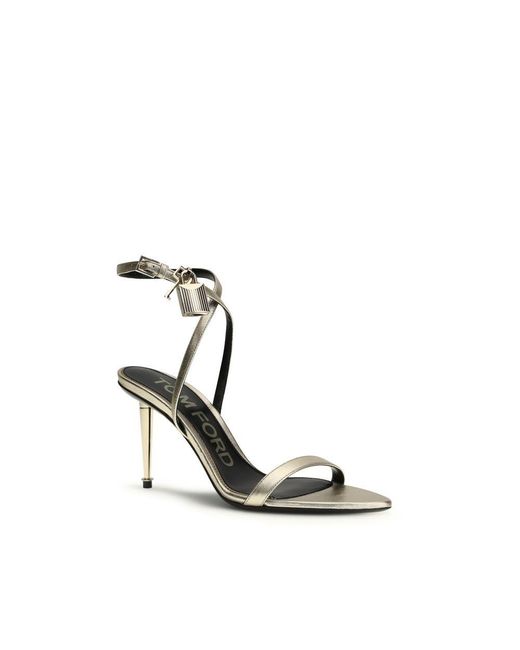 Tom Ford Metallic Calf Leather Bos Taurus Stiletto Heel Sandals