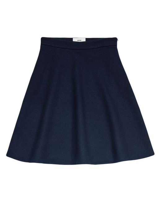AMI Gray Knitted Midi Skirt