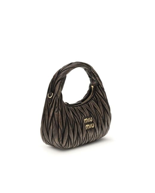 Miu Miu Black Wander Bag In Quilted Leather