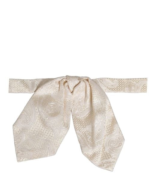 Dolce & Gabbana Natural Men Ivory Paisley Silk Adjustable Neck Papillon Bow Tie for men