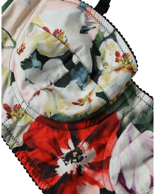 Dolce & Gabbana Multicolor Floral Bustier Crop Top