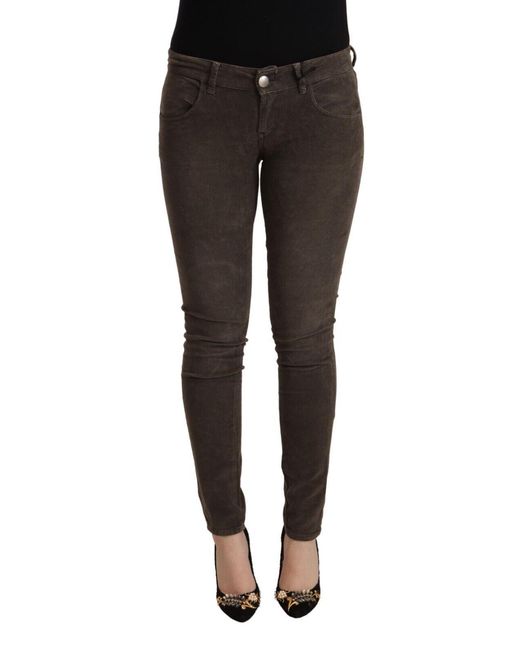 Acht Black Brown Cotton Slim Fit Denim Low Waist Jeans