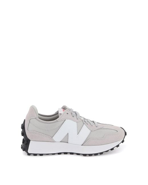 New Balance White Rain Cloud 327 Logo-Stitched Woven Low-Top Trainers for men
