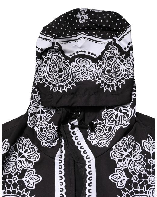 Dolce & Gabbana Black Bandana Print Hooded Bomber Jacket for men