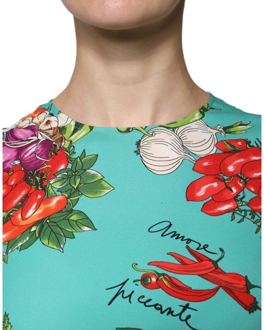 Dolce & Gabbana Blue Vegetables Sleeveless Tank Top