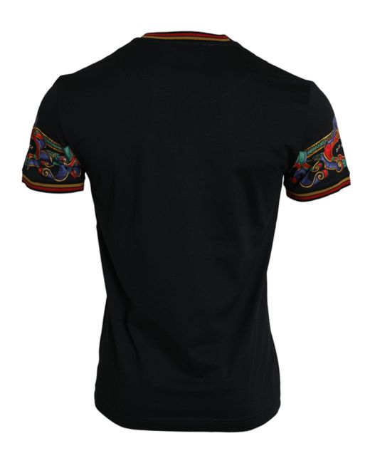 Dolce & Gabbana Black Logo Print Cotton Crew Neck T-Shirt for men