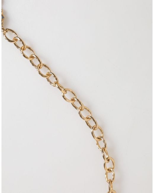 Dolce & Gabbana White Crystal Clock Pendant Statement Jewelry Necklace