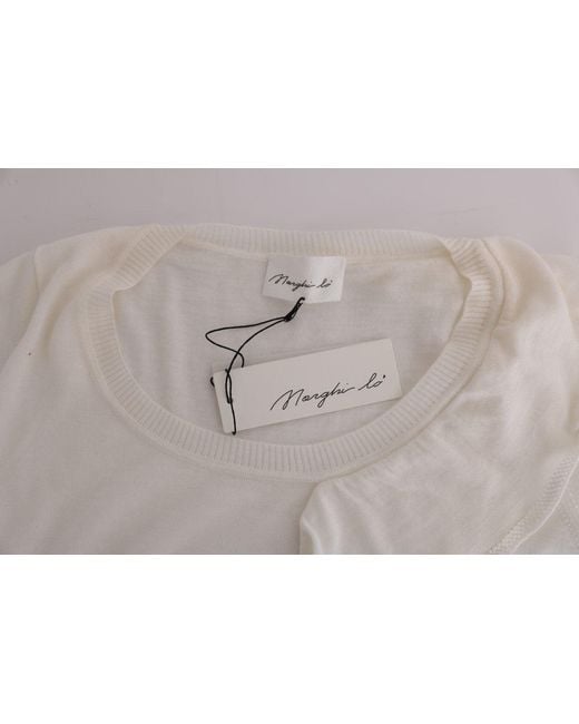 Marghi Ló Gray White 100% Lana Wool Top Blouse T