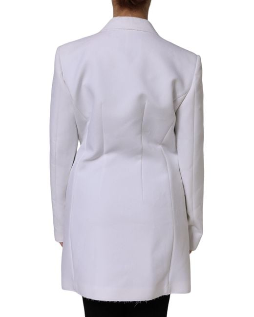 MSGM Gray White Polyester Long Sleeves Ruffled Wrap Jacket for men