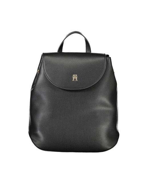 Tommy Hilfiger Black Elegant Backpack With Adjustable Straps