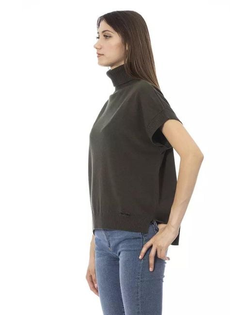 Baldinini Black Elegant Turtleneck Sweater With Monogram Detail