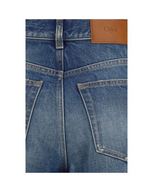 Chloé Blue Cotton Bootcut Jeans