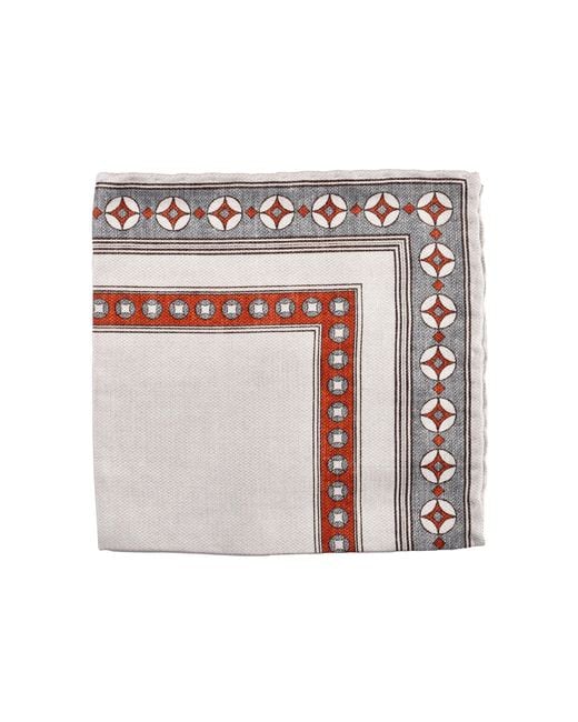 Brunello Cucinelli White Bicolor Silk Pocket Square for men