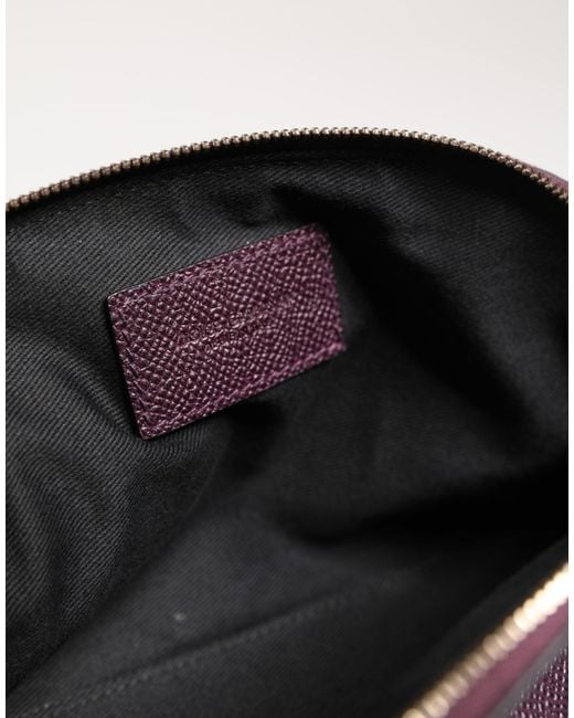 Dolce & Gabbana Purple Dark Leather Dg Logo Zip Around Hand Purse Wallet