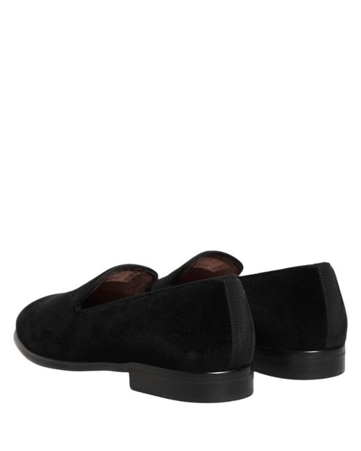 Dolce & Gabbana Black Velvet Loafers Formal Men Dress Shoes for men