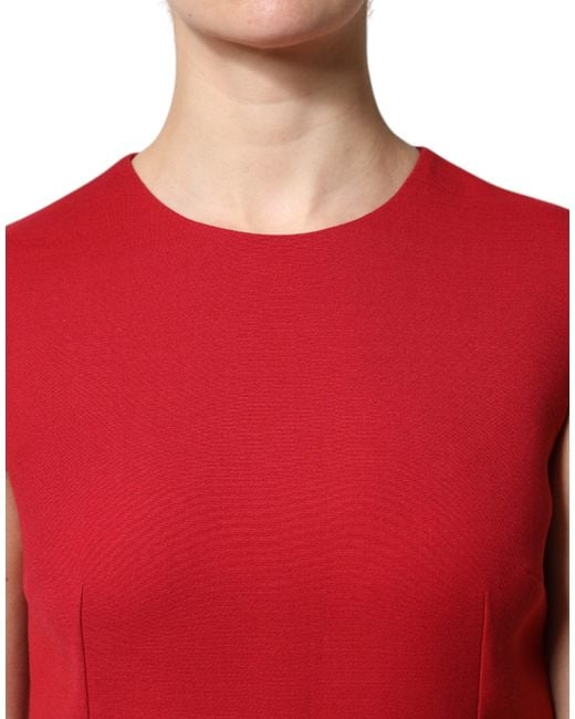 Dolce & Gabbana Red Wool Sleeveless Knee Length A