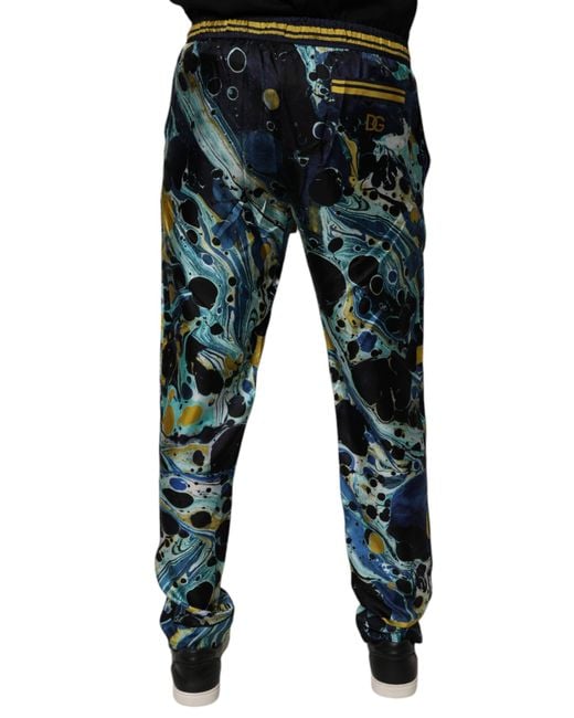 Dolce & Gabbana Blue Marble Print Jogger Sweatmen's Pants for men