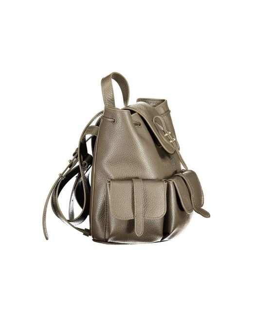 Coccinelle Multicolor Brown Leather Backpack