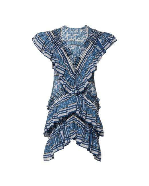 Philosophy Di Lorenzo Serafini Blue Patterned Layered Short Sleeves Mini Dress for men