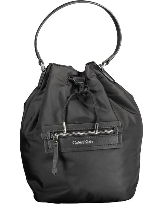 Calvin Klein Black Elegant Bucket Bag With Contrasting Details