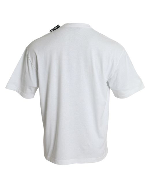 Balenciaga White Off Cotton Jersey Round Neck T-Shirt for men