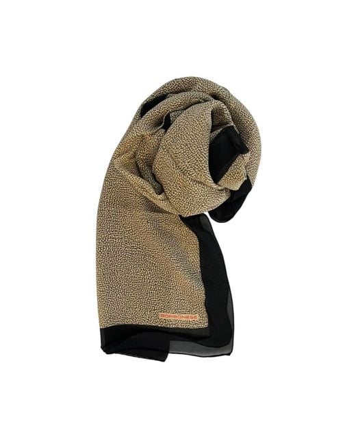 Borbonese Green Black Silk Scarf