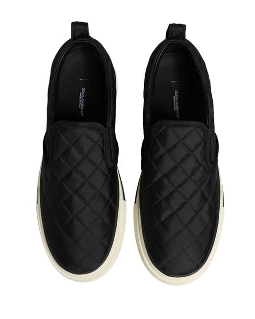 Dolce & Gabbana Black Quilted Slip On Low Top Sneakers Shoes