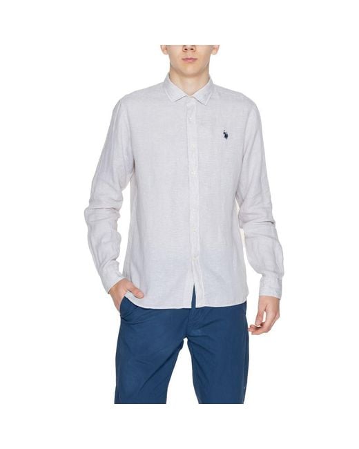 U.S. POLO ASSN. Gray Beige Linen Shirt for men