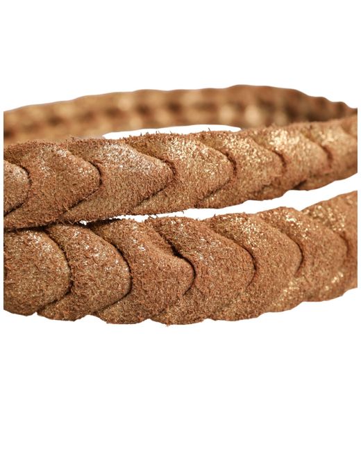 Ermanno Scervino Brown Leather Braided Metal Buckle Belt