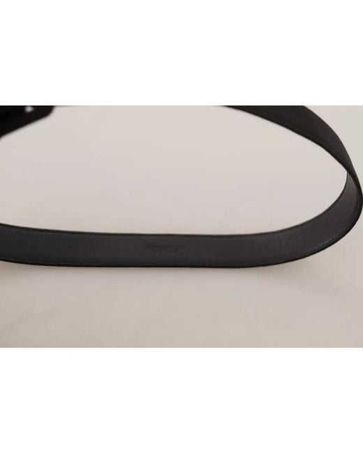 Dolce & Gabbana Black Velvet Leather Logo Waist Buckle Belt