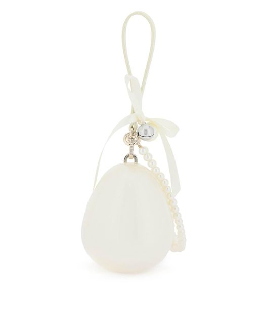 Simone Rocha White Mini Micro Egg Bag With Bell Charm