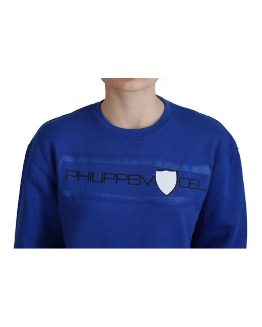 Philippe Model Blue Printed Long Sleeves Pullover Sweater