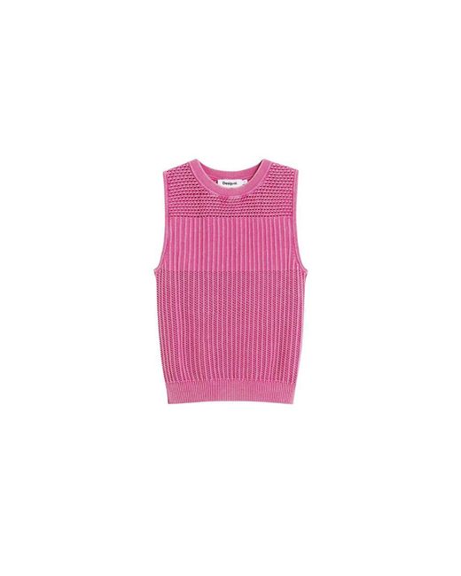 Desigual Red Cotton Tank Tops