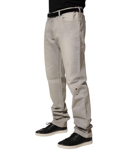 Dolce & Gabbana Gray Light Cotton Straight Denim Trouser Jeans for men