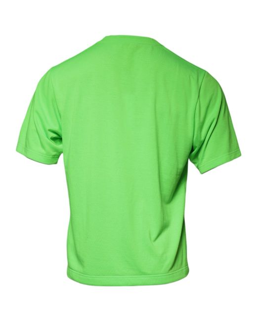 Dolce & Gabbana Green Logo Round Neck Short Sleeves T-Shirt for men