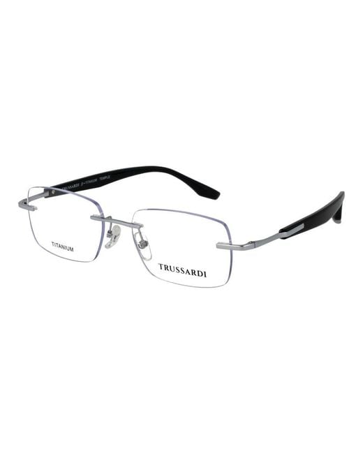 Trussardi Brown Silver Stainless Steel Glasses (frames) for men