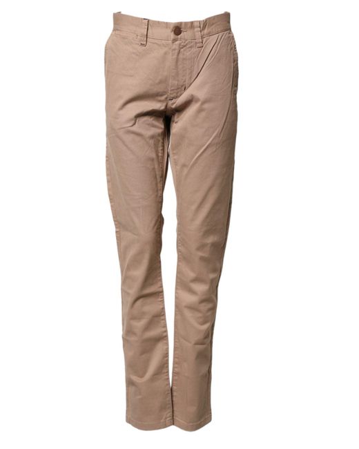 Sun 68 Natural Beige Cotton Mid Waist Straight Men Chino Trouser Pants for men